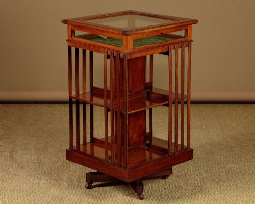 Revolving Bookcase with Bijouterie Display Top C.1910