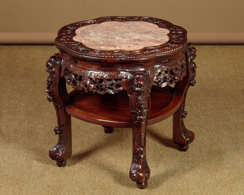 Low Chinese Marble Top Side Table C.1920