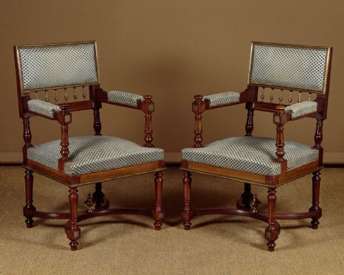Pair of Brass Mounted Mahogany Armchairs C.1900