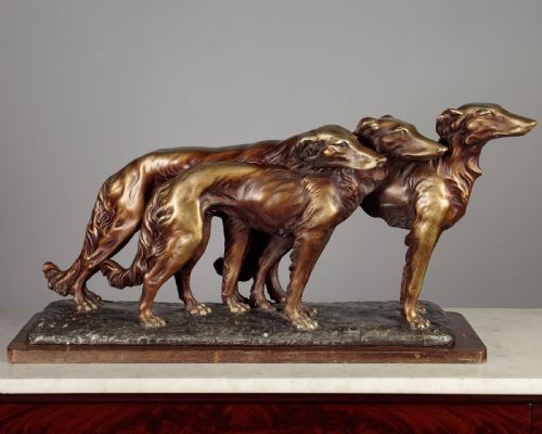 Art Deco Dogs Sculpture C.1930