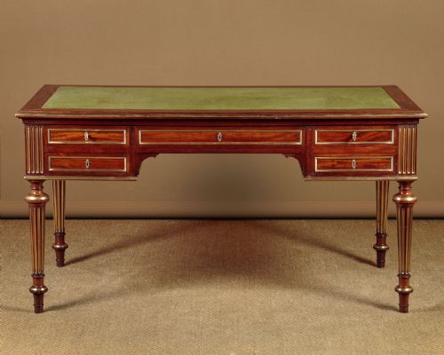 Brass Mounted Mahogany Bureau Plat Desk C.1930