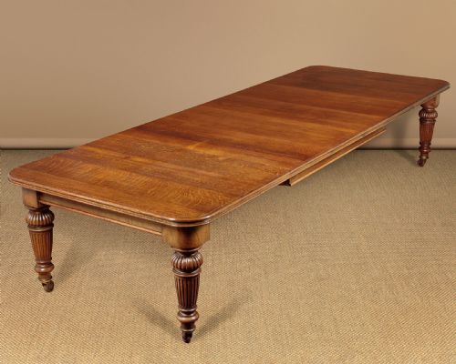 12 Feet Long Extending Oak Dining Table with Four Leaves C.1880