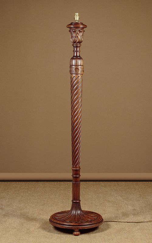 Carved Oak Standard Lamp C.1920