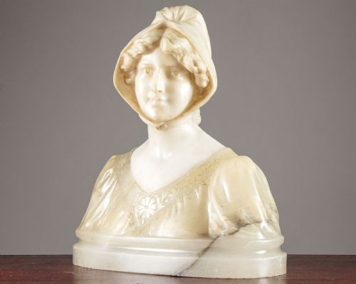 Marble & Alabaster Bust of a Girl C.1890.