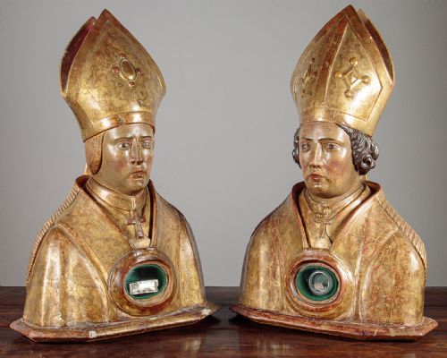 Pair of 18th.c. Carved and Gilded Reliquary Busts