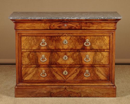 Burr Walnut & Marble Top Commode C.1860