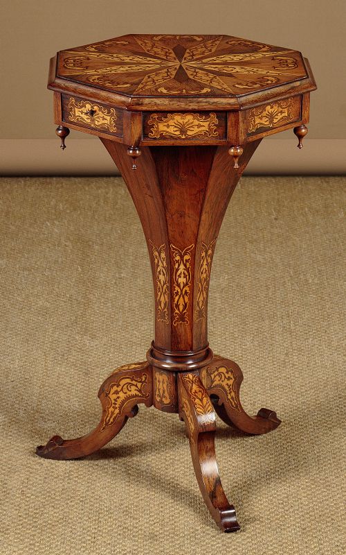 Marquetry Inlaid Rosewood Sewing Table C.1870