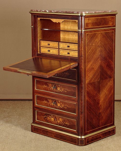 Marquetry Inlaid Rosewood Secretaire Abattant C.1900