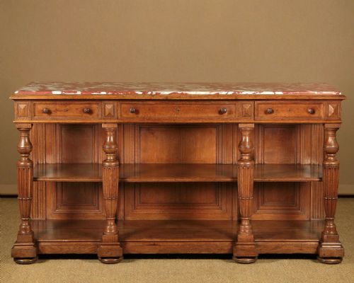 Oak Marble Top Buffet Sideboard C.1870
