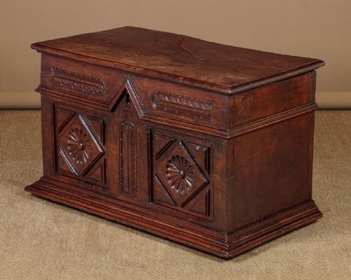 Small 17th.c. Carved Oak Coffer C.1660
