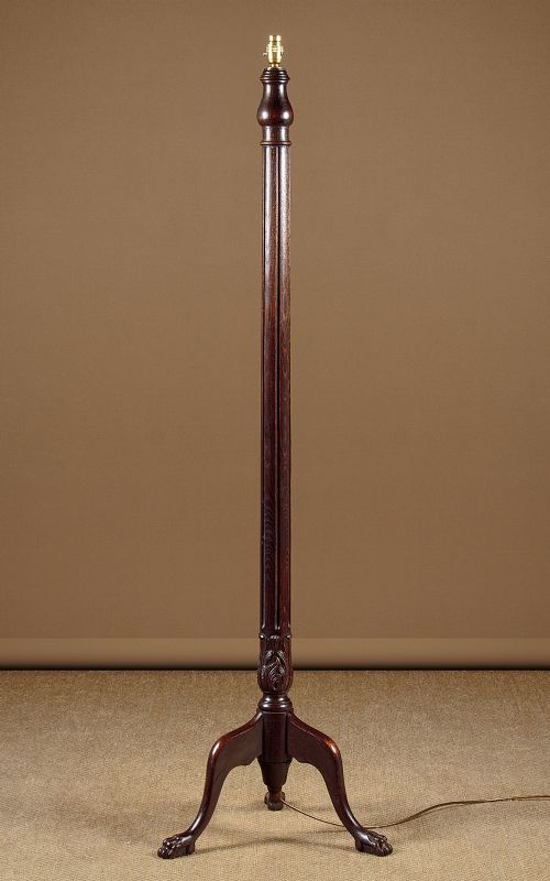 Carved Oak Standard Lamp C.1930