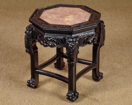 Low Chinese Marble Top Urn Stand C.1900