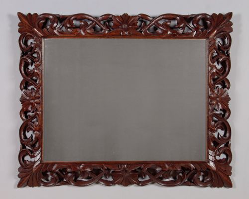 Carved Oak Cushion Frame Mirror C.1890