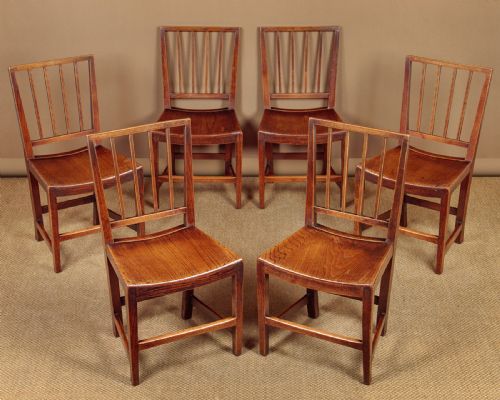 Set of Six Elm Cottage Dining Chairs C.1840