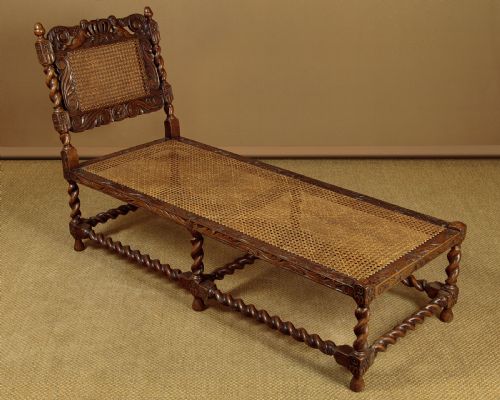 Carolean Style Carved Oak Daybed C.1930