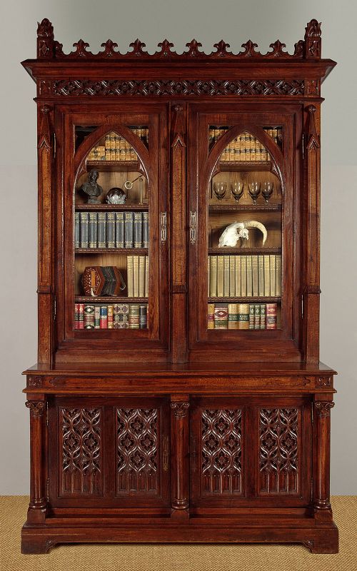 Large Gothic Oak Bookcase C.1870