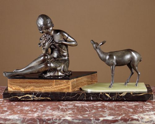 Art Deco Figure of a Girl & Faun C.1930