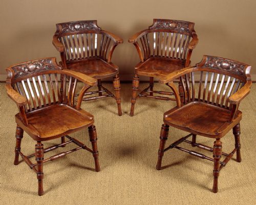 Set of Four Oak Armchairs C.1890
