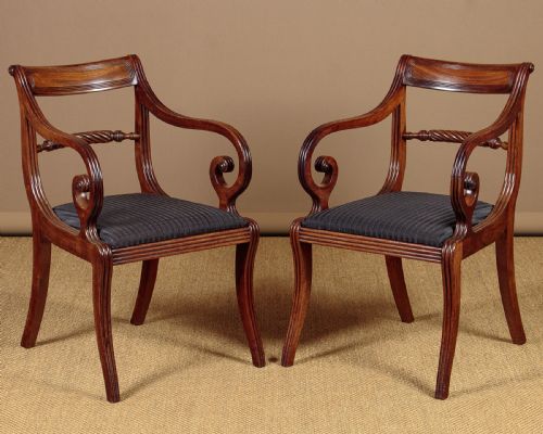 Pair of Regency Scroll Arm Chairs C.1820