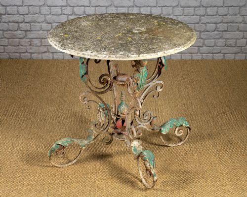 Weathered Wrought Iron Garden Table C.1930