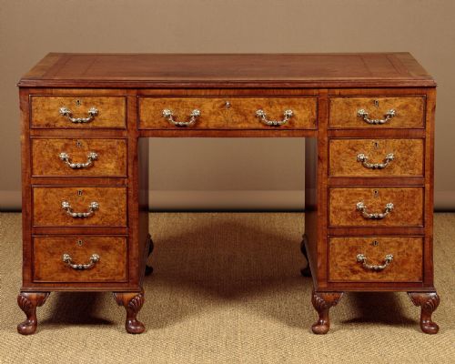 Queen Anne Style Kneehole Desk C.1930