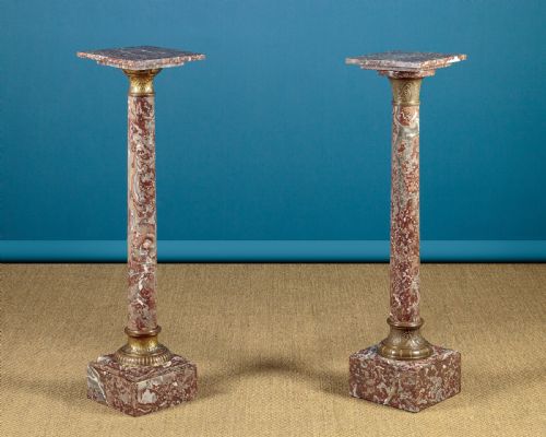 Pair of Marble Column Pedestals C.1930