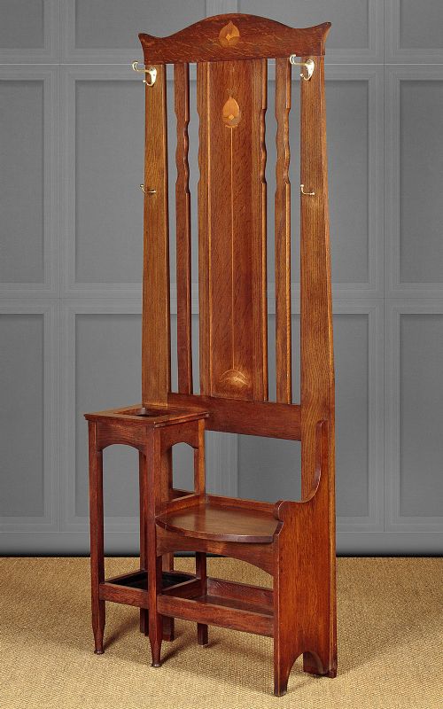 Small Arts & Crafts Hall Stand & Seat C.1910