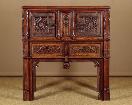 Gothic Carved Oak Cabinet C.1910