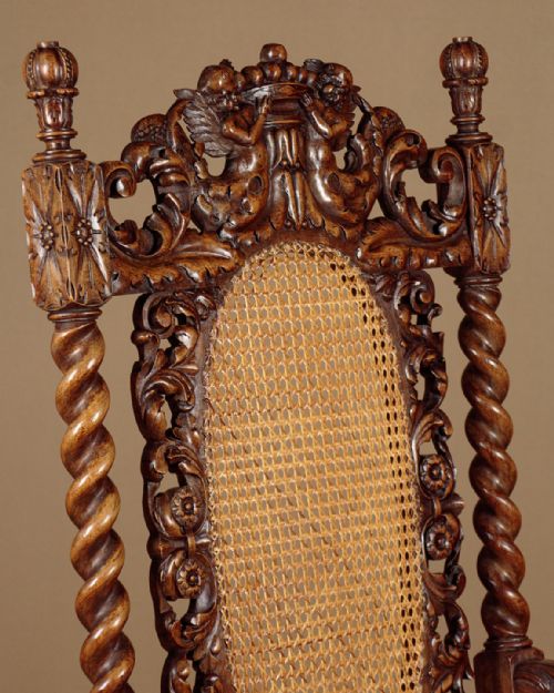 PAIR OF CARVED WALNUT ARMCHAIRS C1900 - ADDITIONAL PHOTO 2