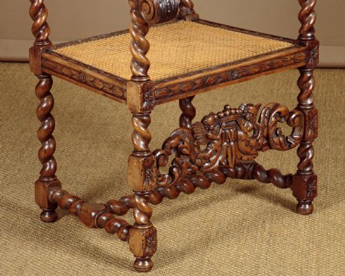 PAIR OF CARVED WALNUT ARMCHAIRS C1900 - ADDITIONAL PHOTO 7