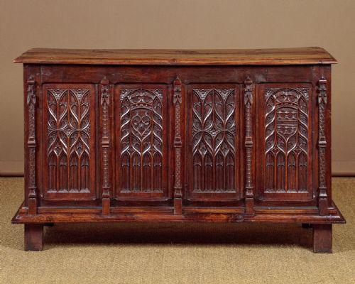 Gothic Carved Oak Coffer C.1900