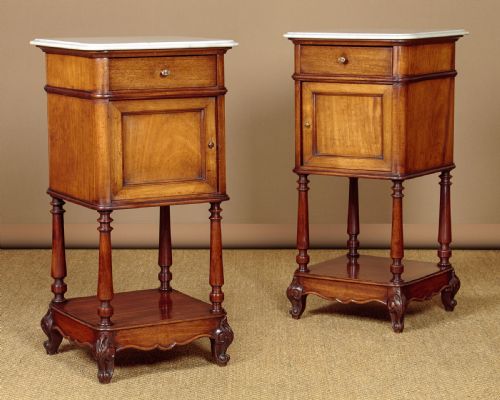 Pair of Mahogany and Marble Top Side Cabinets C.1880