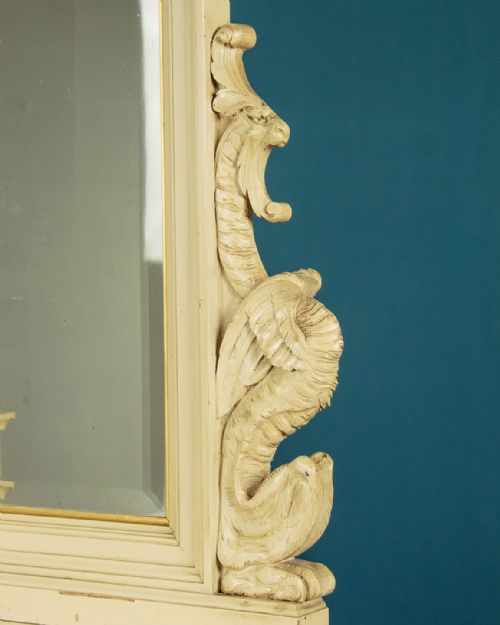 PAINTED MIRROR BACK CABINET WITH MAJOLICA PANELS C1900 - ADDITIONAL PHOTO 5