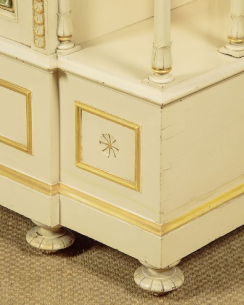 PAINTED MIRROR BACK CABINET WITH MAJOLICA PANELS C1900 - ADDITIONAL PHOTO 7
