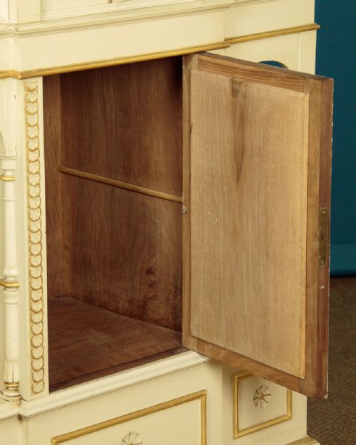 PAINTED MIRROR BACK CABINET WITH MAJOLICA PANELS C1900 - ADDITIONAL PHOTO 14