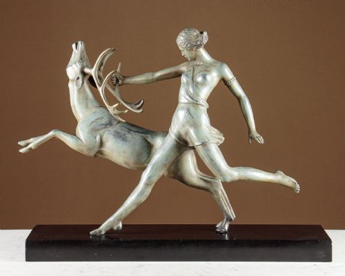 Art Deco Figure of Diana & Stag C.1930