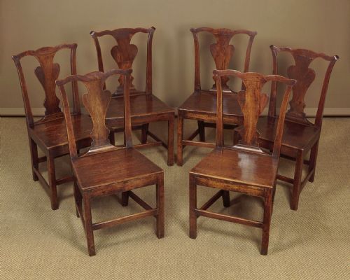 Six Country Chippendale Dining Chairs C.1800