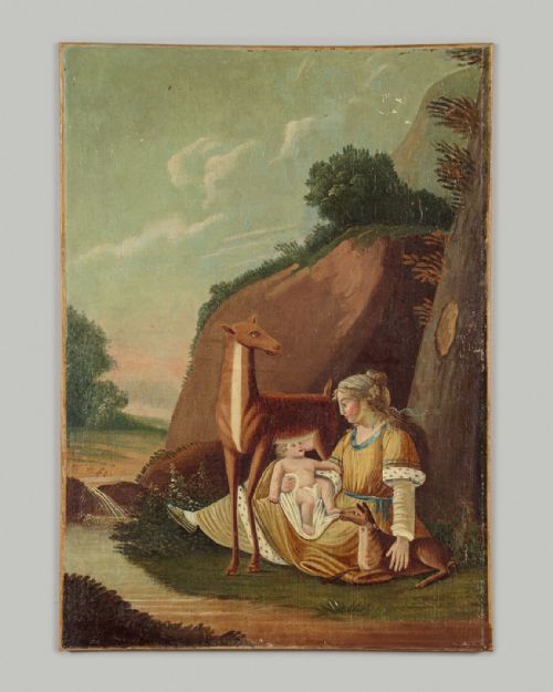 Naive Painting of Telephus Suckled by a Doe C.1860