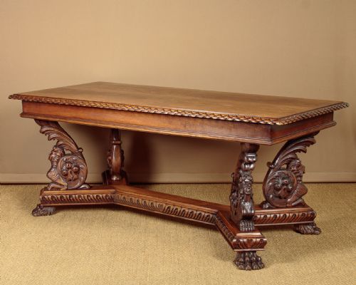 Carved Walnut Refectory Table C.1900