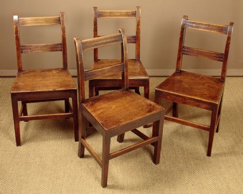 Set of Four Fruitwood Cottage Dining Chairs C.1850