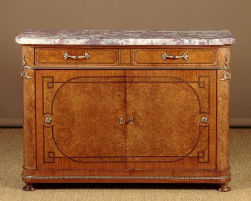Brass Mounted Marble Top Side Cabinet C.1910