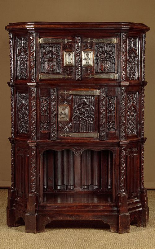 Carved Gothic Oak Credence Cupboard C.1880