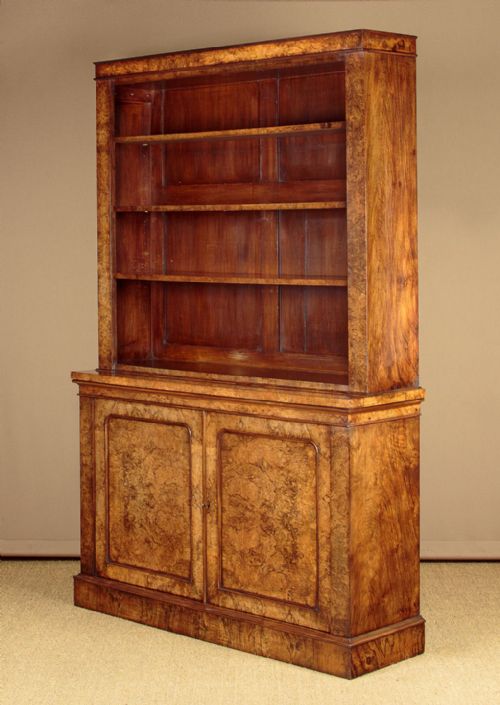 Burr Walnut Open Bookcase by Filmer & Sons C.1860
