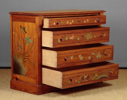 CHEST OF DRAWERS WITH EXOTIC LACQUERWORK DECORATION C1890 - ADDITIONAL PHOTO 2