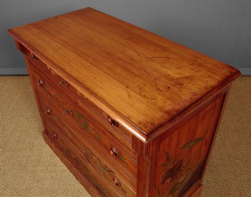 CHEST OF DRAWERS WITH EXOTIC LACQUERWORK DECORATION C1890 - ADDITIONAL PHOTO 3