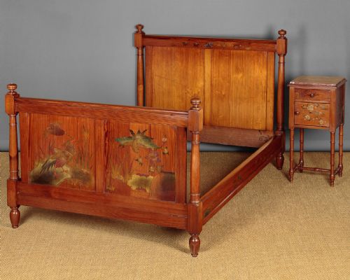 Single Bed & Cabinet with Exotic Lacquerwork Decoration C.1890