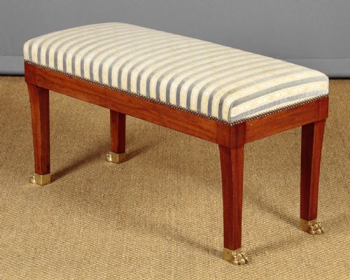 Mahogany Duet Stool with Brass Feet C.1930