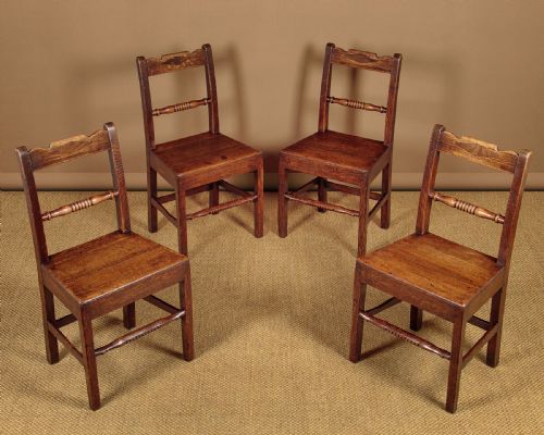 Set of Four Welsh Oak Cottage Dining Chairs C.1850