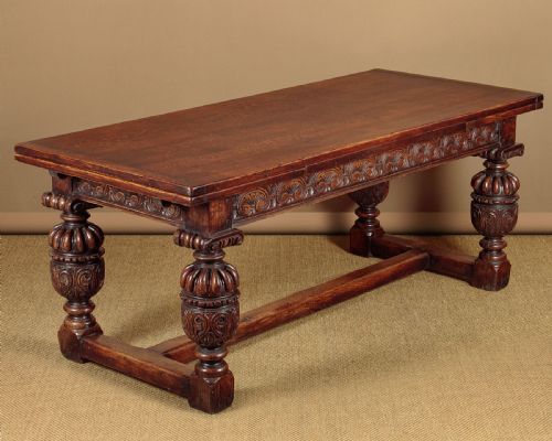 Oak Drawer Leaf Refectory Dining Table by Rackstraw C.1930