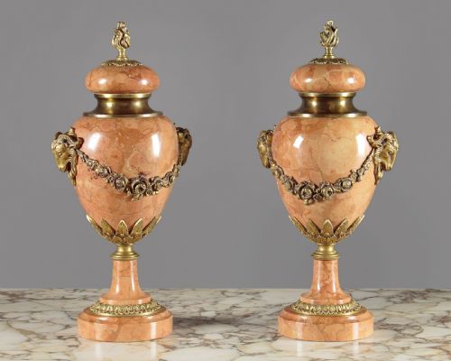 Pair of Gilt Mounted Marble Cassolettes C.1920